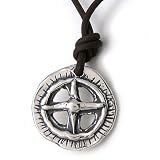 Find Your True North: Men's / Unisex Compass Rose on Leather Necklace