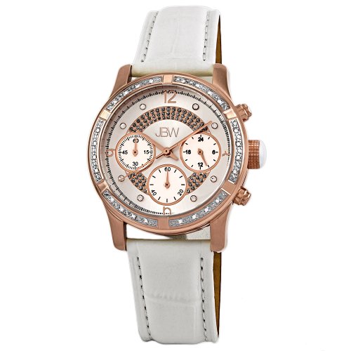 JBW Women's JB6237K Venus Rose Gold White Designer Leather Diamond