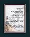 "Godfather" Touching 8x10 Poem, Double-matted in Dark Green Over Burgundy and Enhanced with Watercolor Graphics.