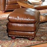 Aspen Leather Ottoman with Nailhead Trim Leather: Tuscany Carnival