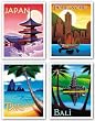 Bali-Japan-Hong Kong-Thailand Set by Ignacio 11"x14" Art Print Poster