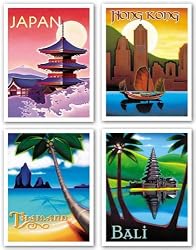 Bali-Japan-Hong Kong-Thailand Set by Ignacio 11"x14" Art Print Poster