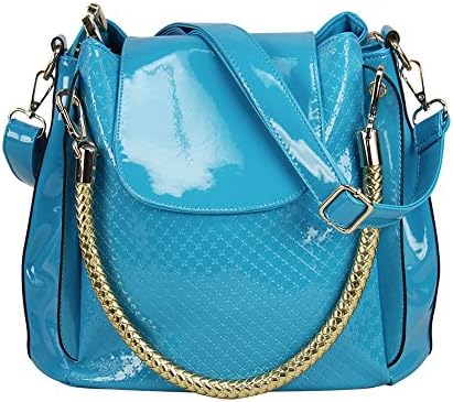 YMB Women's Stylish Shouder Bag Bright Color Cross Body Bucket Bag Carry Bag Lake Blue