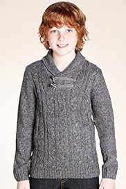 Shawl Collar Cable Knit Jumper with Wool