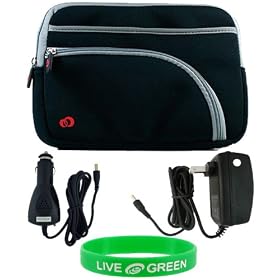 ASUS Eee PC 1000HE 10-Inch Netbook Sleeve Case - Bundle with 12V Car and Wall Charger