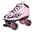 Sure Grip Rock Speed Freaks Hot Pink Boots with Black Flames and Pink & Black Swirl Wheels Mens Boys Ladies Womens Girls Kids Childrens Youth Quad Speed Skates