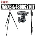 Bogen Manfrotto Tripod Bundle With Manfrotto 755XB Black Anodized Aluminum Video Tripod Legs, Manfrotto 486RC2 Compact Ball Head with Rapid Connect System & Targus TGMP6710 Monopod With Max Extension 67 inch