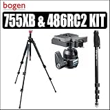 compact-monopod Bogen Manfrotto Tripod Bundle With Manfrotto 755XB Black Anodized Aluminum Video Tripod Legs, Manfrotto 486RC2 Compact Ball Head with Rapid Connect System & Targus TGMP6710 Monopod With Max Extension 67 inch