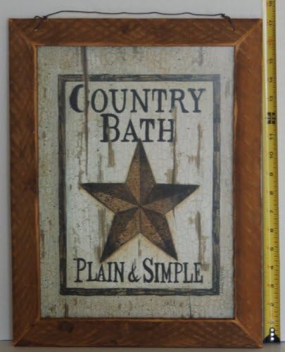 Country Bath by Linda Spivey 12"x16" Primitive Tobacco Lath Framed Print in Wood Frame