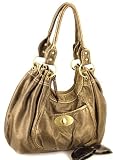 Washed Leather Front Pocket Slouchy Hobo - Bronze