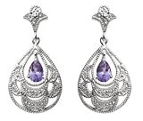 14k White Gold Tanzanite and Diamond Dangle Earrings