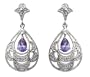 14k White Gold Tanzanite and Diamond Dangle Earrings