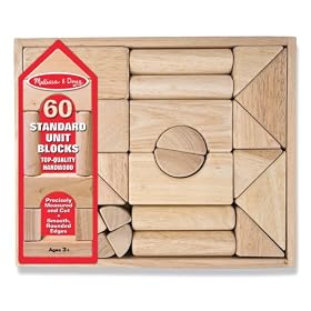 Melissa & Doug Standard Unit Building Blocks - Natural Hardwood (60 Pieces)