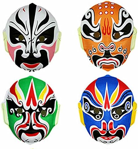 Beijing Opera Mask, Chinese Opera Mask, Party Favors Halloween Mask Dress-Up Costume Mask 4pcs Pattern 3