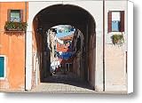 Street Scene with Clothes Drying Canvas Print / Canvas Art - Artist George Oze