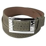 Dark Gray Diagonal Design Wide Belt w. Rhinestone Studded Rectangle Buckle