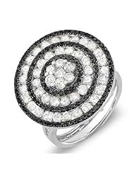 2.60 Carat (ctw) 14k White Gold Black & White Round Diamond Ladies Cocktail Ring