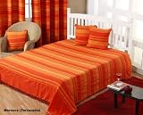 Homescapes Morocco Ribbed Stripe Throw 90 x 100 Inches Terracotta 100% Cotton, Suitable for most 3 Seater Sofas or Double,King bedspreads, Easy care, washable at home.