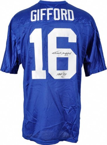 Frank Gifford Autographed Jersey | Details: New York Giants, Blue, HOF Inscription