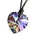Queenberry Vitrail Light Love Heart Pendant Adjustable Waxed Cotton Choker Necklace made with Austrian Crystal