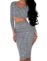 Plaid Print Polyester/Spandex Long Sleeves Knee Length Bandage Dress/Bodycon Dress/Club Dress/Evening Dress/Party Dress/Midi Dress 