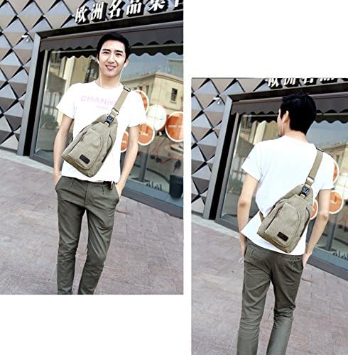 Kalevel Cool Outdoor Sports Casual Canvas Unbalance Backpack Crossbody Sling Bag Shoulder Bag Chest Bag for Men