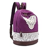 Coofit® Purple Girls Canvas Hollow Out Lace Leisure Rucksack for Travelling School
