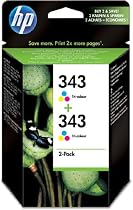 HP Original No 343 Tri-colour Ink Cartridges (2 Pack)