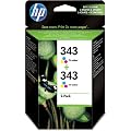 HP Original No 343 Tri-colour Ink Cartridges (2 Pack)