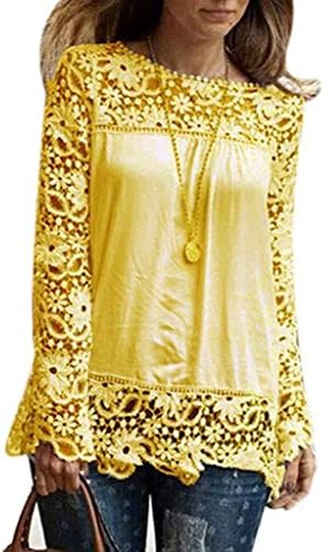 Lovaru Women's Lace Sleeve Chiffon Patchwork Shirt Fashion Blouse