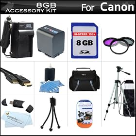 8GB Accessory Kit For Canon VIXIA HF M40, M41, M400 Full HD Camcorder Includes 8GB High Speed SD Memory Card + Extended (2100Mah) Replacement BP-819 Battery + Ac/Dc Charger + Deluxe Case + Mini HDMI Cable + 50 Tripod + 3PC Filter Kit (UV-CPL-FLD) + More