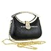 Black Evening Purse - Jeweled Frame - Embossed - Metal Minaudiere