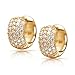5 Five Row Pave Cubic Zirconia Wide Huggie Hoop Earrings For Women 14K Gold Plated .925 Sterling Silver