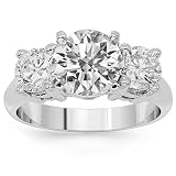 18K White Gold Three Stone Diamond Engagement Ring 4.52 Ctw