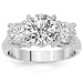 18K White Gold Three Stone Diamond Engagement Ring Ctw 4.52