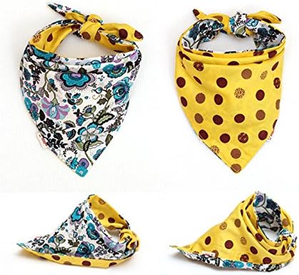 ODOD Baby Polka Dot and Floral Bandana Drool Bibs with Snaps for Girls Absorbent Cotton Cute Baby Gift