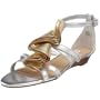 Kelsi Dagger Women's Malibu Casual Wedge Sandal With Folded Leather Detail,Silver/Gold,9 M US