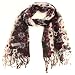 Groovy Floral Print Summer Light Scarf Shawl Wrap Black