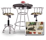 IMAGE OF Chrome Bar Table & 2 Chrome Adjustable 24