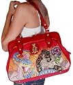 CHRISTIAN AUDIGIER Ed Hardy Womens Canvas Life Kills Tattoo Inspired Handbag Purse Ruby Red