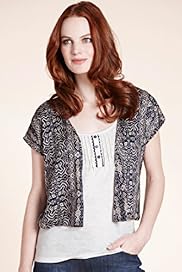 Modal Rich Scoop Neck Top with Aztec Print Waistcoat