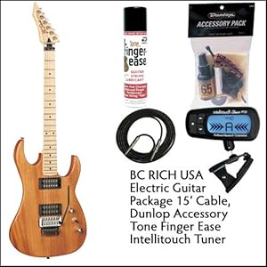buying BC RICH USA Gunslinger Package Deal Electric Guitar Natural - Tone Finger Ease, 15' Guitar Cable, Dunlop Electric Guitar Accessory Pack, & Intellitouch Tuner Reviews