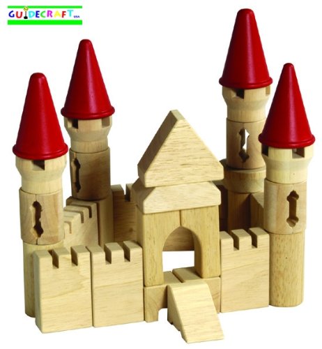 51kXy9%2BZ6BL Guidecraft Table Top Wooden Castle Blocks with Storage Container