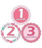 'MuchMore' Baby Monthly Stickers for Girl, Bodysuit Stickers .These Infant month stickers are Great Shower Gift Excellent Baby Photo Props #8002