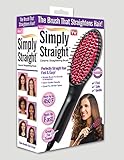 Simply Straight Ceramic Brush Hair Straightener, Black/Pink