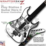 PS2 Guitar Hero II ( 2 ) Kramer Guitar Chrome Skull on White WraptorSkinz TM Faceplate Skin by TuneTattooz TM