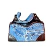Large Blue Denim Shoulder Handbag with Genuine Leather made from Vintage, Used Denim