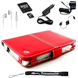 FF LEATHER COVER SLEEVE CASE with USB 2in1 Data Cable, Car Charger, and Wall Charger with 4-inch eBigValue TM Determination Hand Strap for the Sony Reader eBook Touch Edition PRS-600 + 4GB Mini SD Card with SD Card Adaptor (Good to listen to your MP3's with Sony Reader) + Stereo In-Ear Headphones (White) (Ultimate Combo, Retail: $80.00)