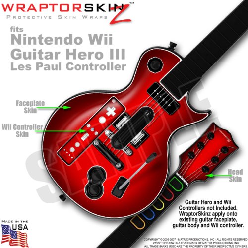 Colorburst Red Skin by WraptorSkinz TM fits Nintendo Wii Guitar Hero III (3) Les Paul Controller (GUITAR NOT INCLUDED)
