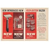 1958 Gem Push-Button Razor Package Display 2-Page Trade Print Ad by AdsPast.com